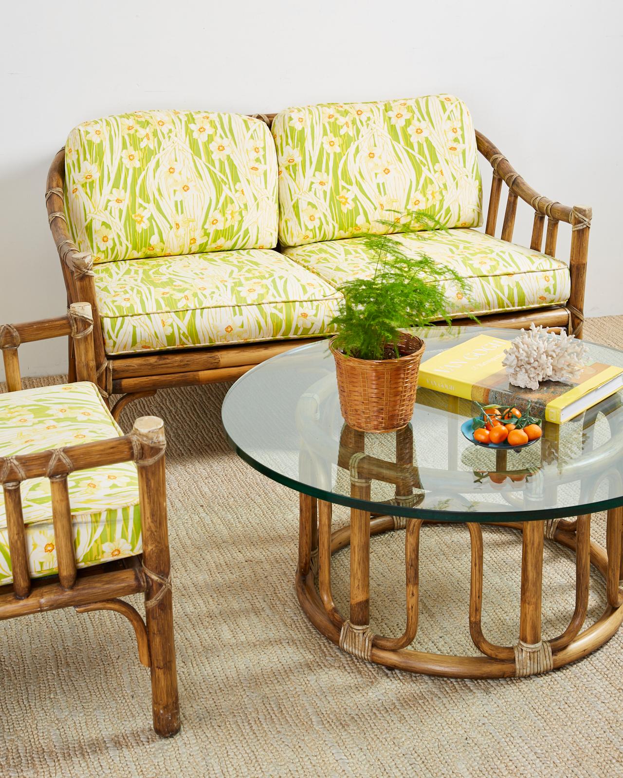 McGuire Organic Modern Bamboo Rattan Settee Loveseat 6