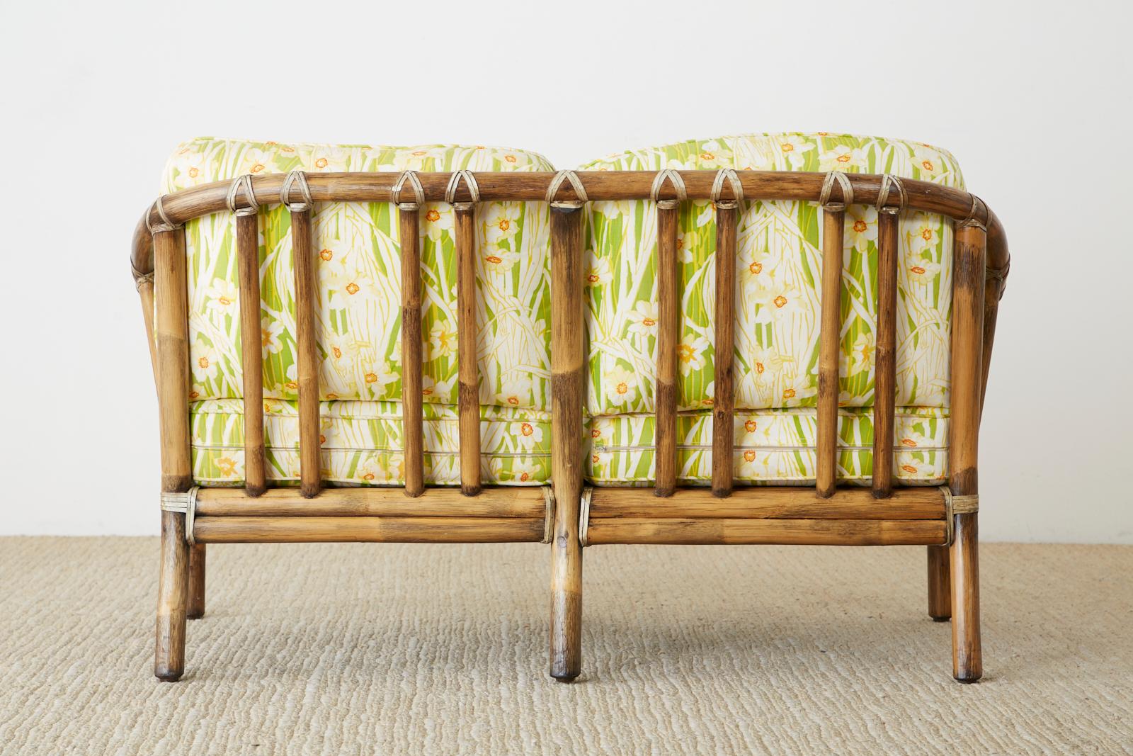 McGuire Organic Modern Bamboo Rattan Settee Loveseat 8