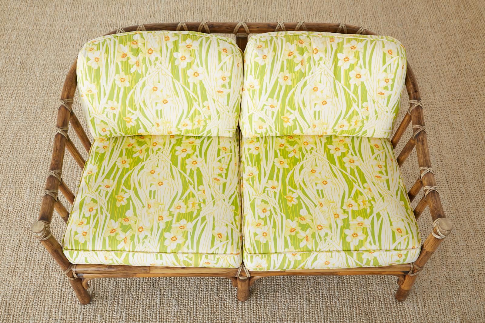 McGuire Organic Modern Bamboo Rattan Settee Loveseat In Good Condition In Rio Vista, CA