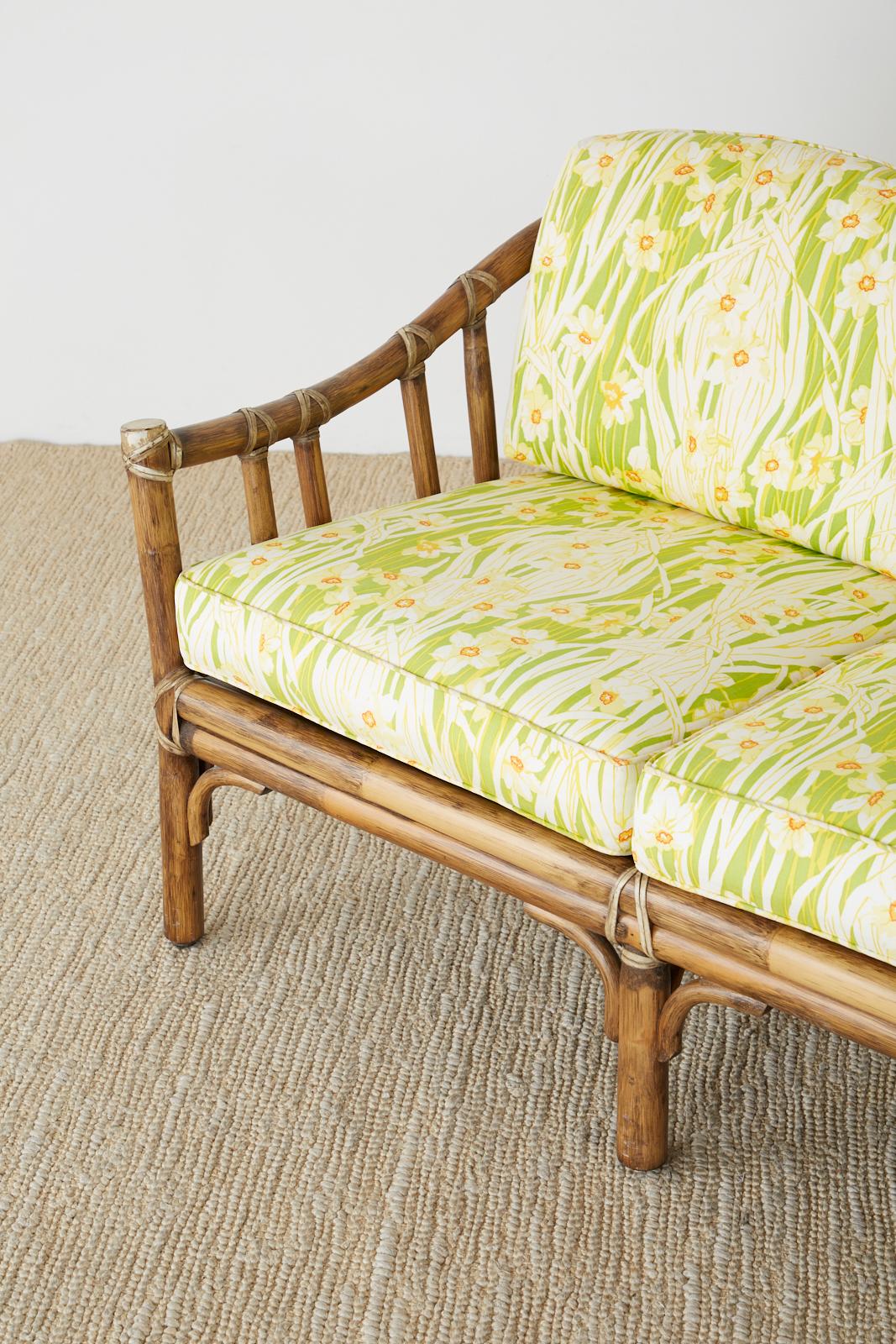 20th Century McGuire Organic Modern Bamboo Rattan Settee Loveseat