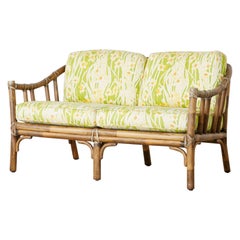 McGuire Organic Modern Bamboo Rattan Settee Loveseat