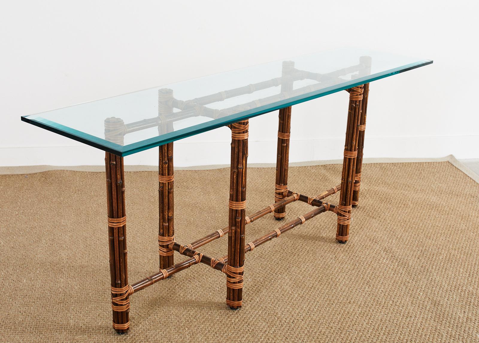 McGuire Organic Modern Bamboo Rattan Sofa or Console Table 2