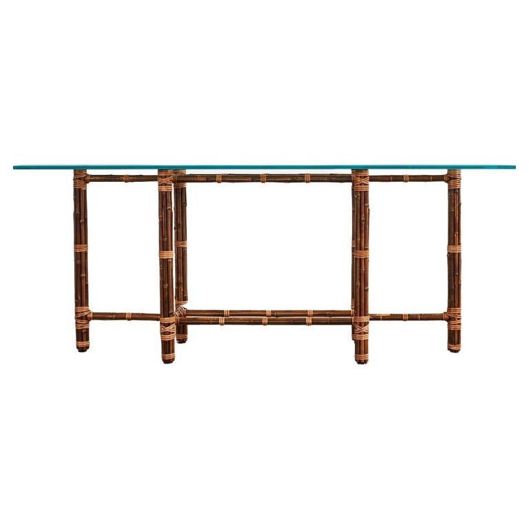 McGuire Organic Modern Bamboo Rattan Sofa or Console Table For Sale