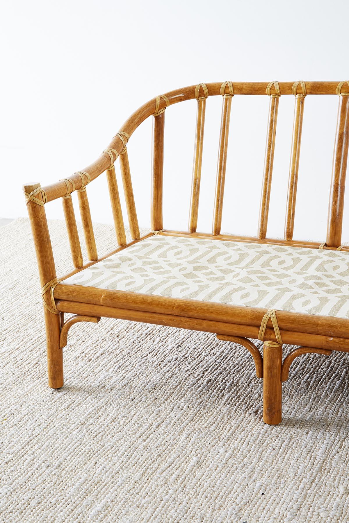 McGuire Organic Modern Bamboo Rattan Three-Seat Sofa 3
