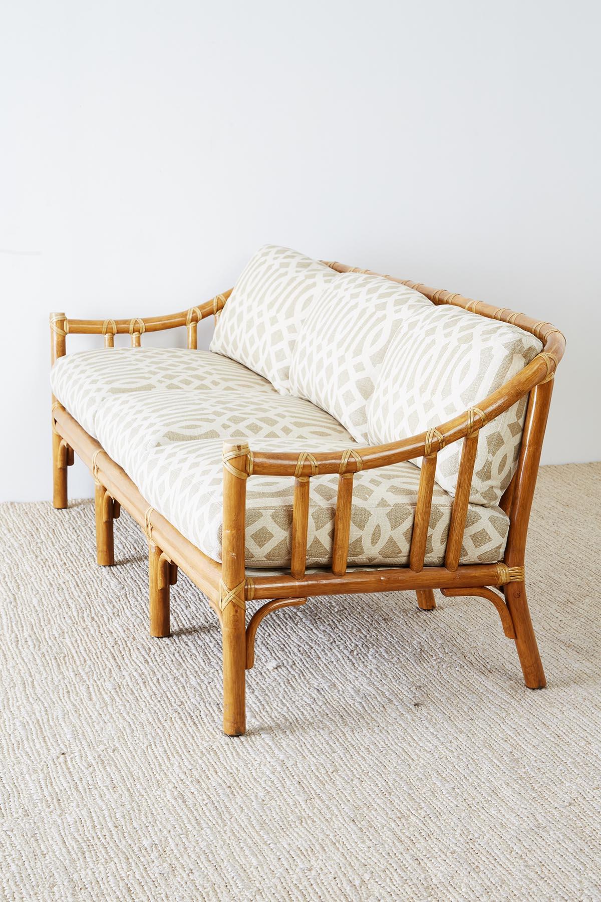 McGuire Organic Modern Bamboo Rattan Three-Seat Sofa 5