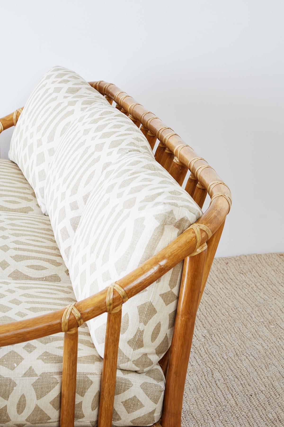 McGuire Organic Modern Bamboo Rattan Three-Seat Sofa 6