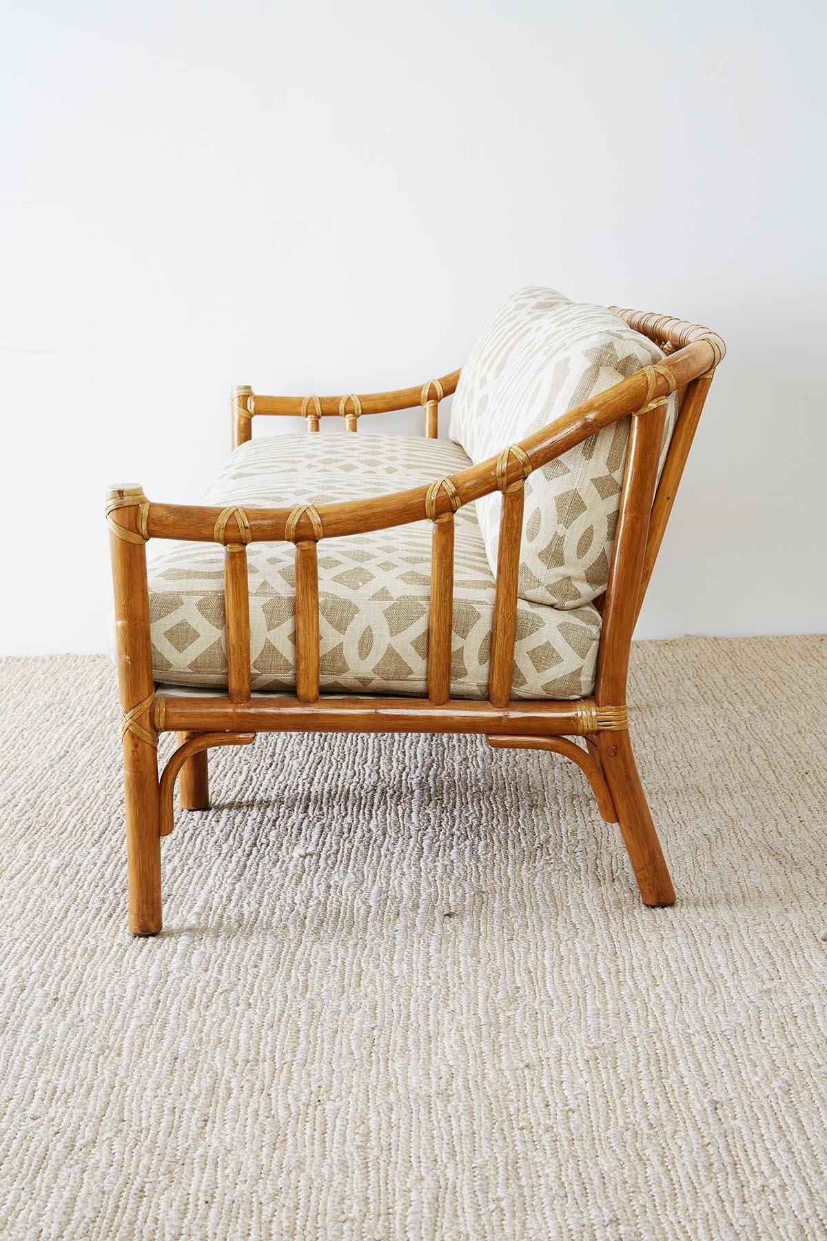 McGuire Organic Modern Bamboo Rattan Three-Seat Sofa 7