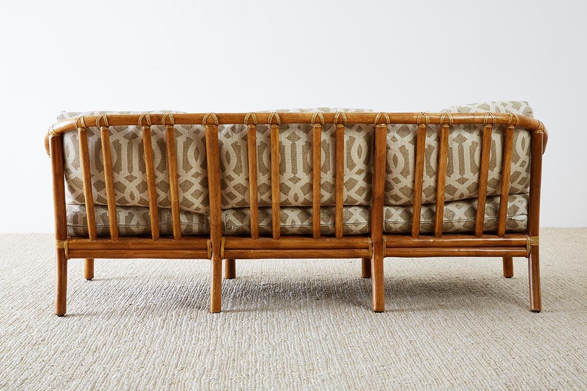 McGuire Organic Modern Bamboo Rattan Three-Seat Sofa 10