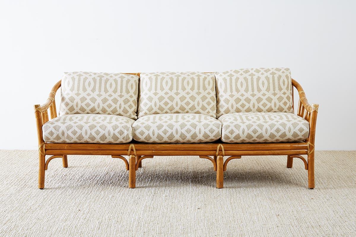 American McGuire Organic Modern Bamboo Rattan Three-Seat Sofa