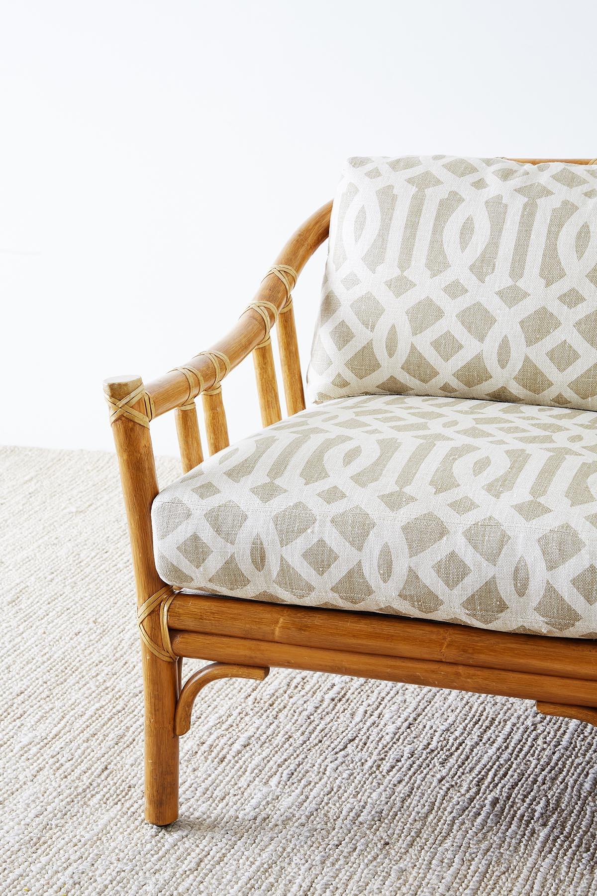 Hand-Crafted McGuire Organic Modern Bamboo Rattan Three-Seat Sofa