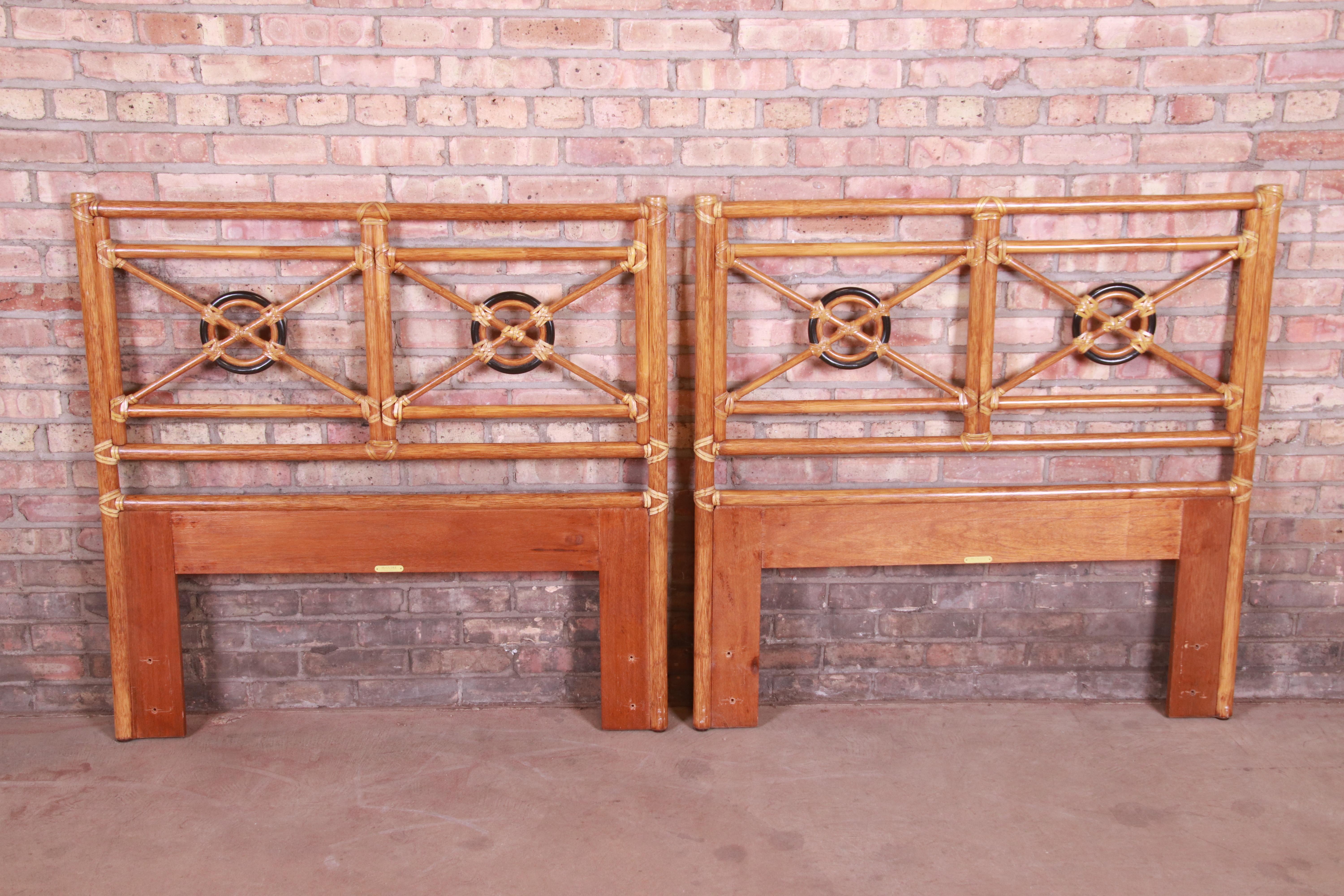 McGuire Organic Modern Bamboo Rattan Twin Headboards, Pair In Good Condition In South Bend, IN