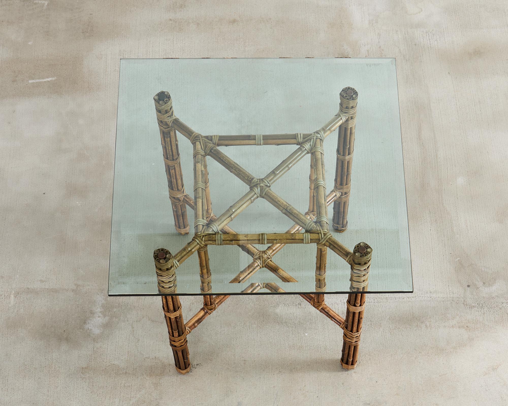 Hand-Crafted McGuire Organic Modern Bamboo Square Dining Table For Sale