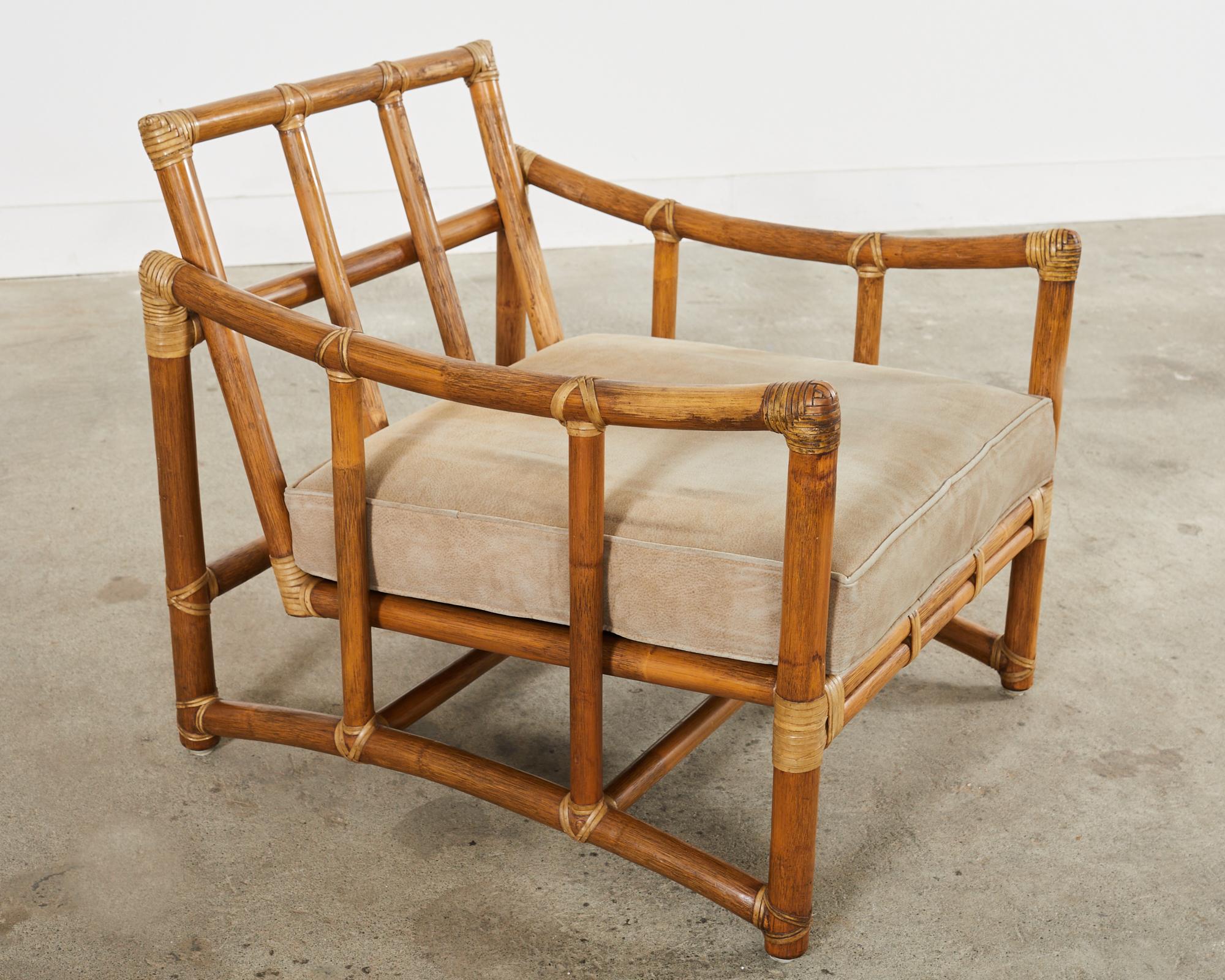 McGuire Organic Modern Bent Rattan Lounge Chair and Ottoman 3