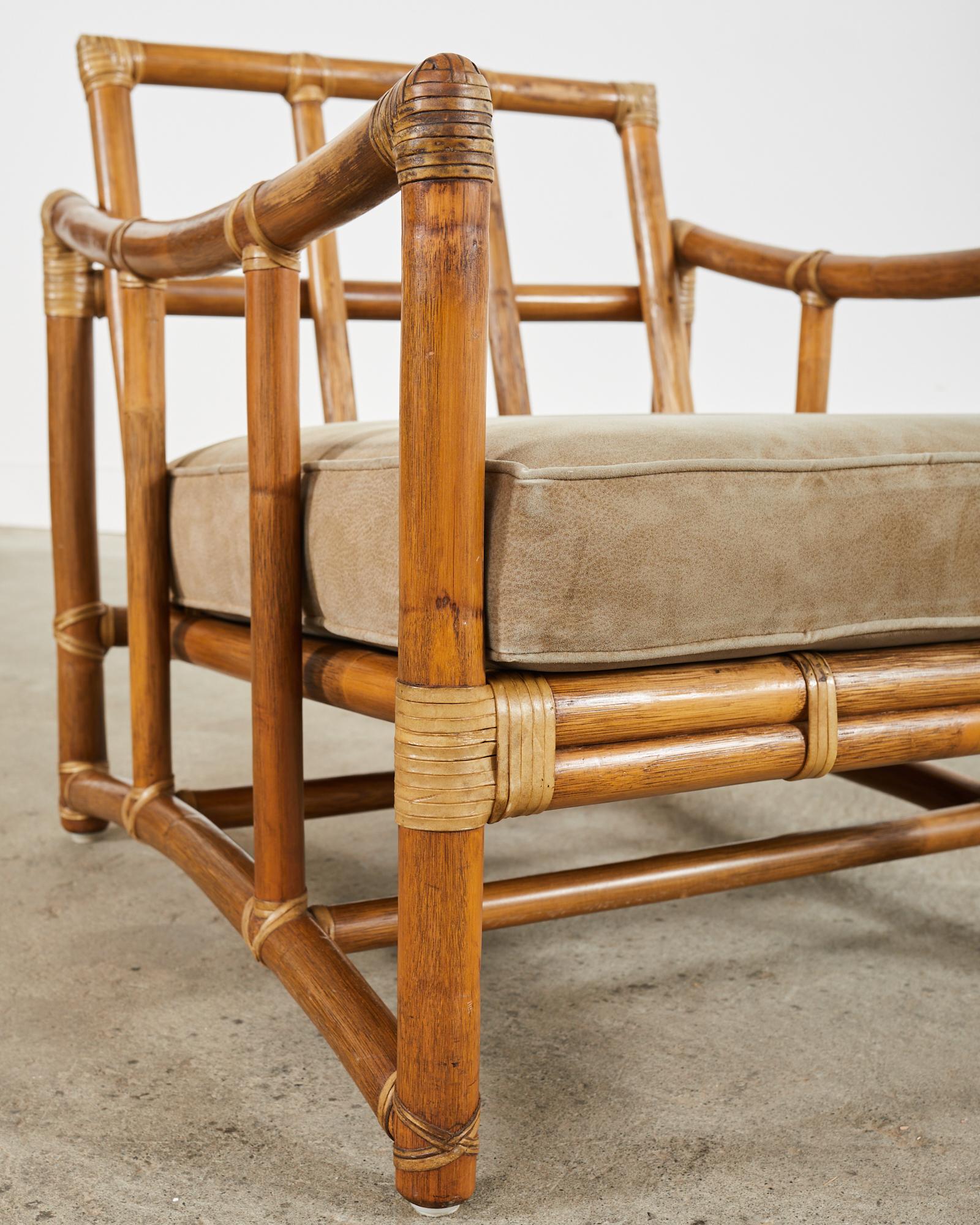 McGuire Organic Modern Bent Rattan Lounge Chair and Ottoman 5