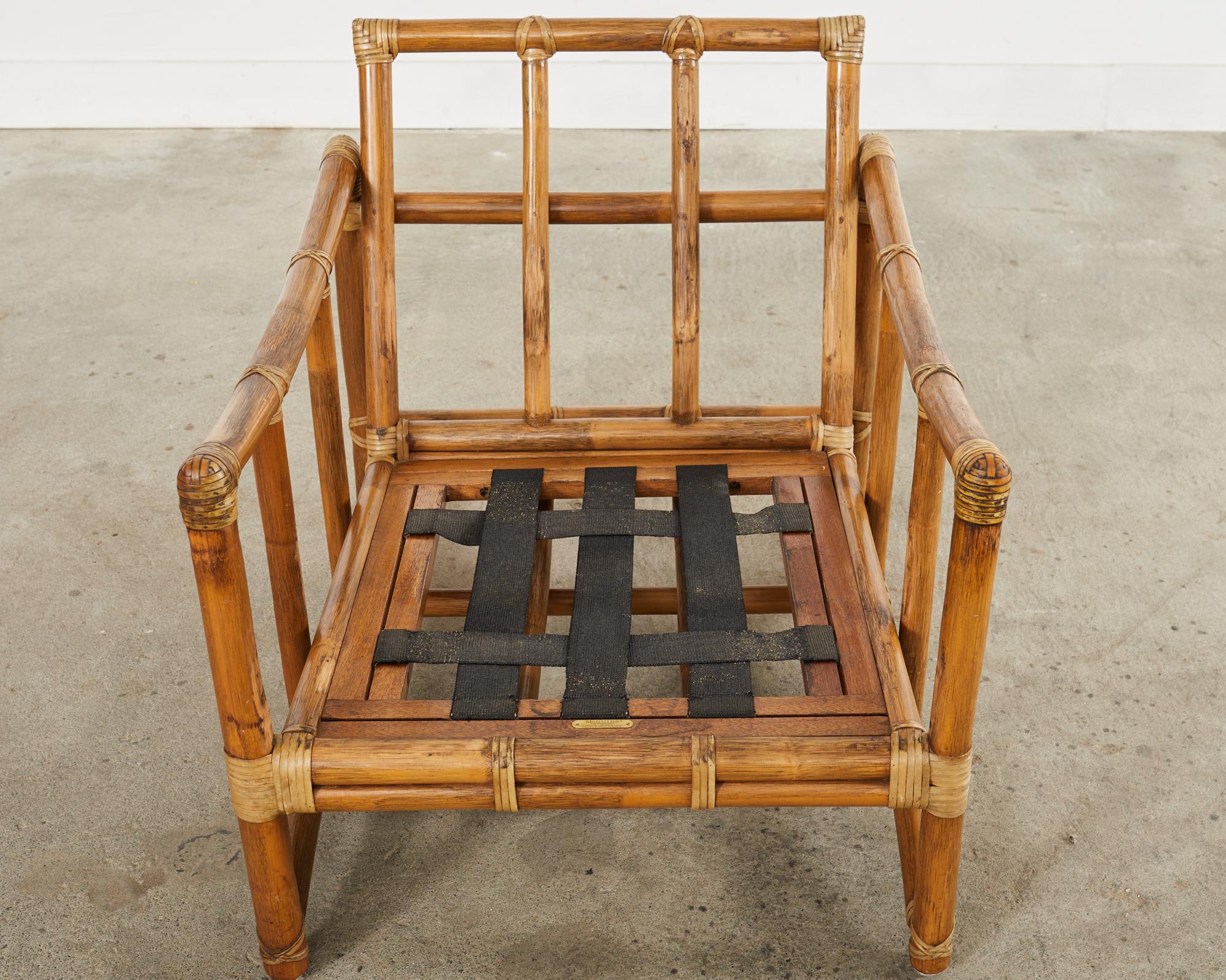 McGuire Organic Modern Bent Rattan Lounge Chair and Ottoman 10