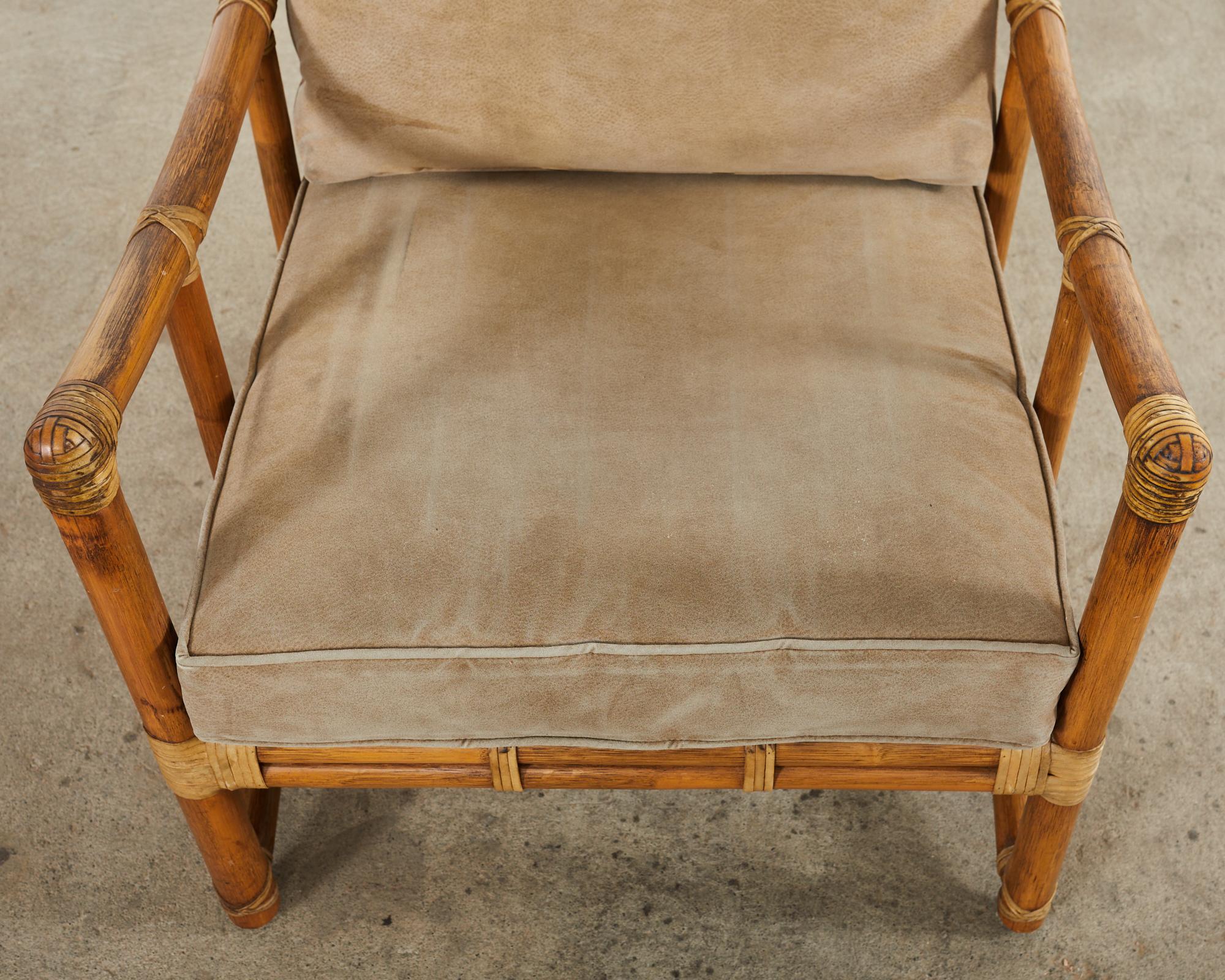 McGuire Organic Modern Bent Rattan Lounge Chair and Ottoman In Good Condition In Rio Vista, CA