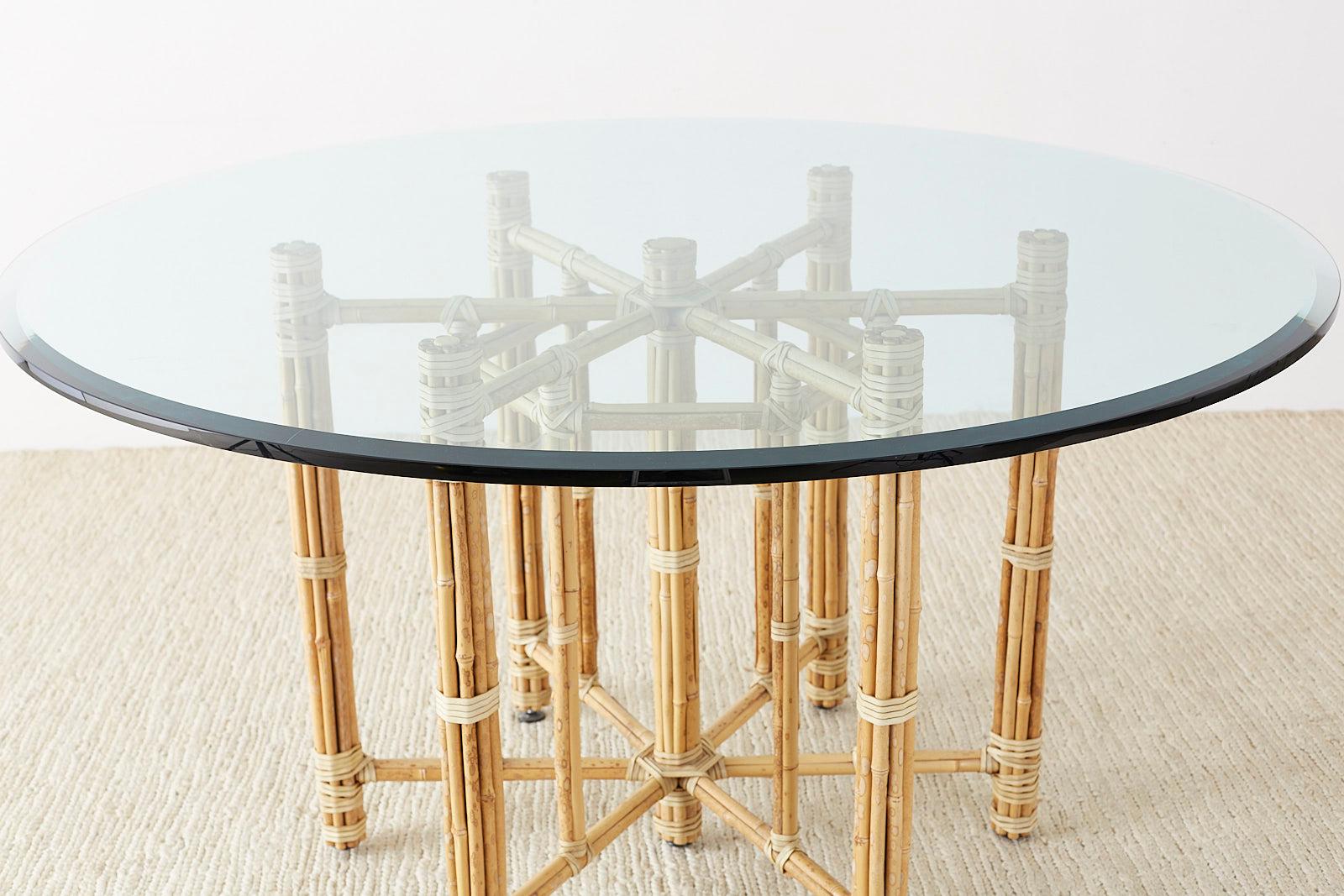 McGuire Organic Modern Blonde Bamboo Rattan Dining Table 12