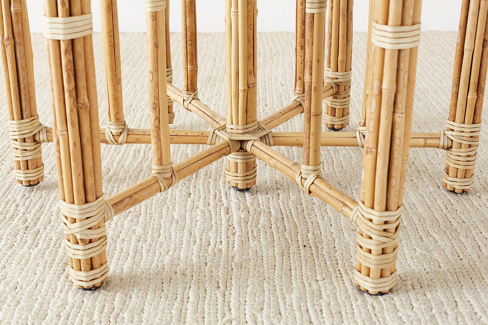 McGuire Organic Modern Blonde Bamboo Rattan Dining Table 2