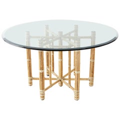 McGuire Organic Modern Blonde Bamboo Rattan Dining Table