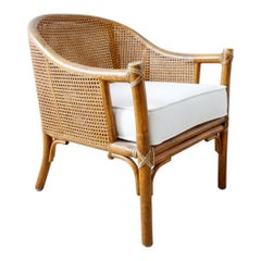 Vintage McGuire Organic Modern Caned Rattan Barrel Chair