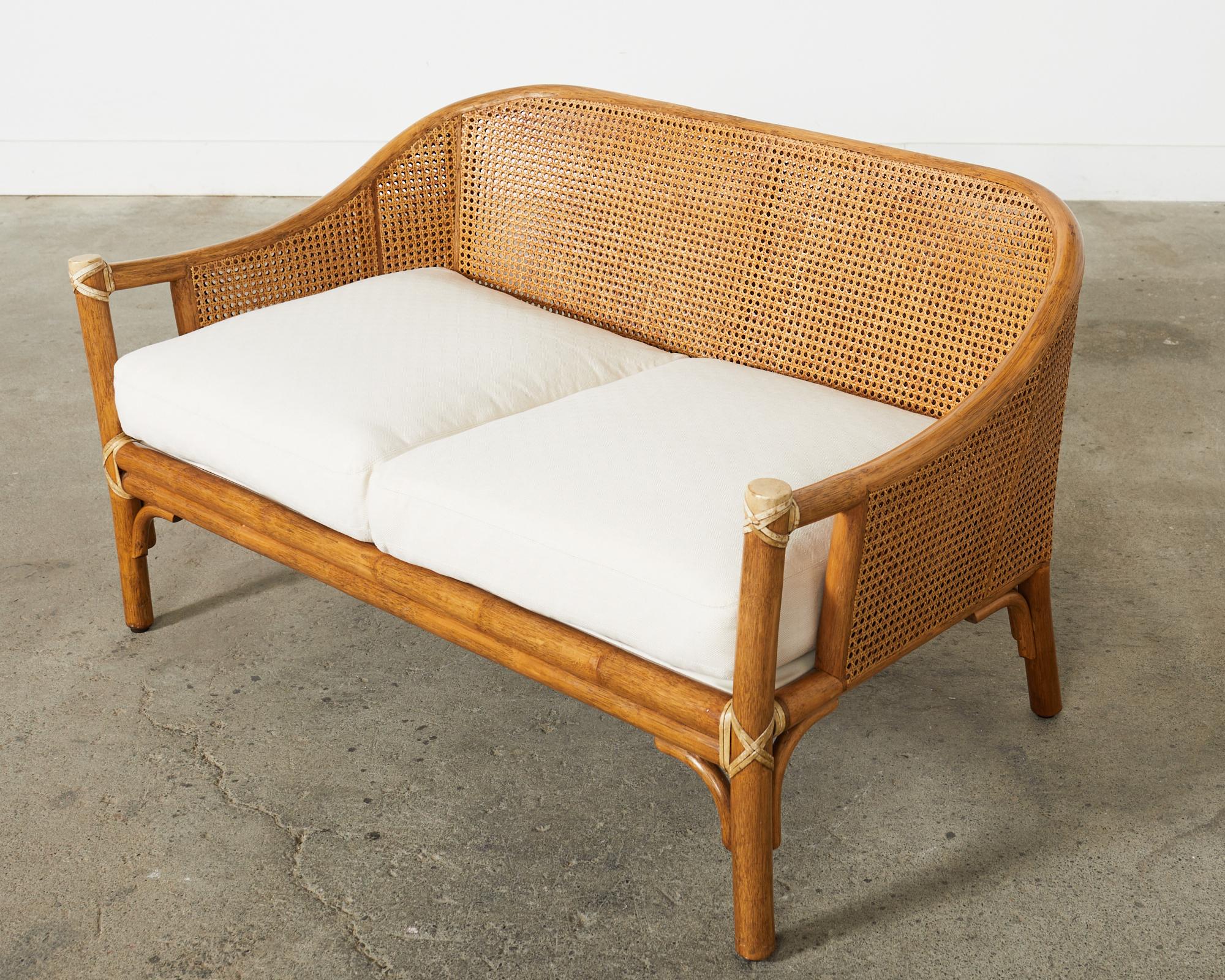 McGuire Organic Modern Caned Rattan Settee Loveseat  For Sale 1