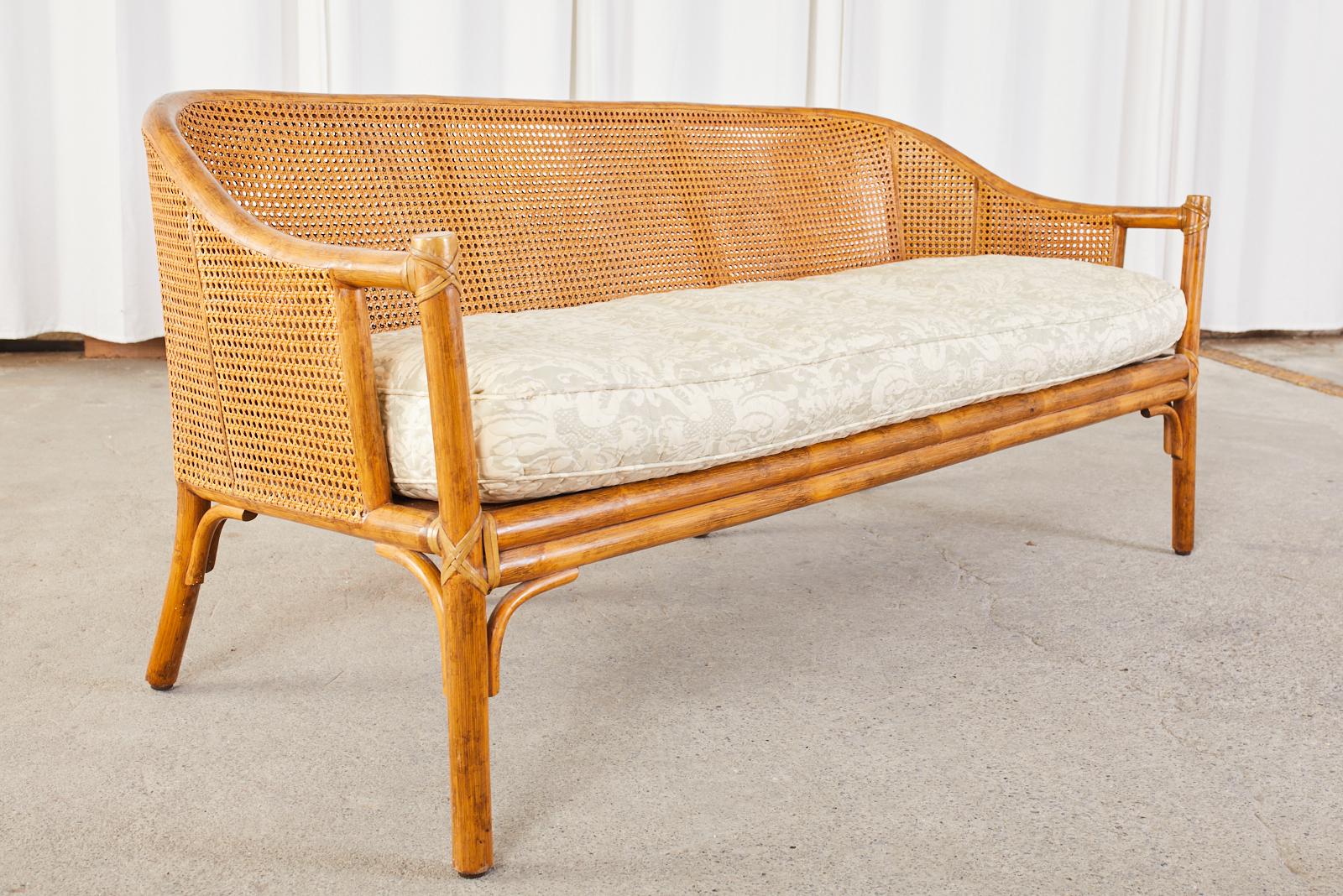 20th Century McGuire Organic Modern Caned Rattan Sofa Settee