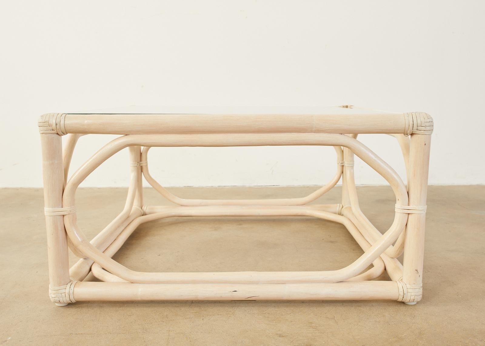 McGuire Organic Modern Cerused Rattan Cocktail Table 3
