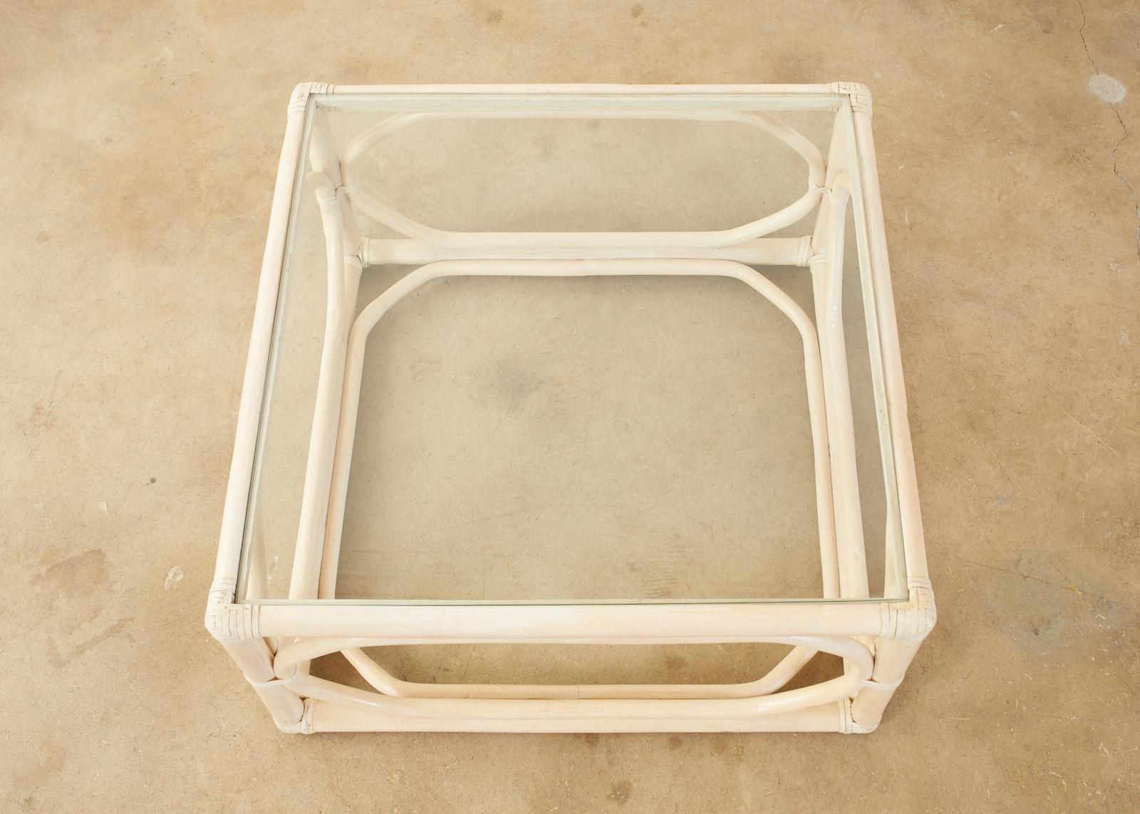 McGuire Organic Modern Cerused Rattan Cocktail Table 1