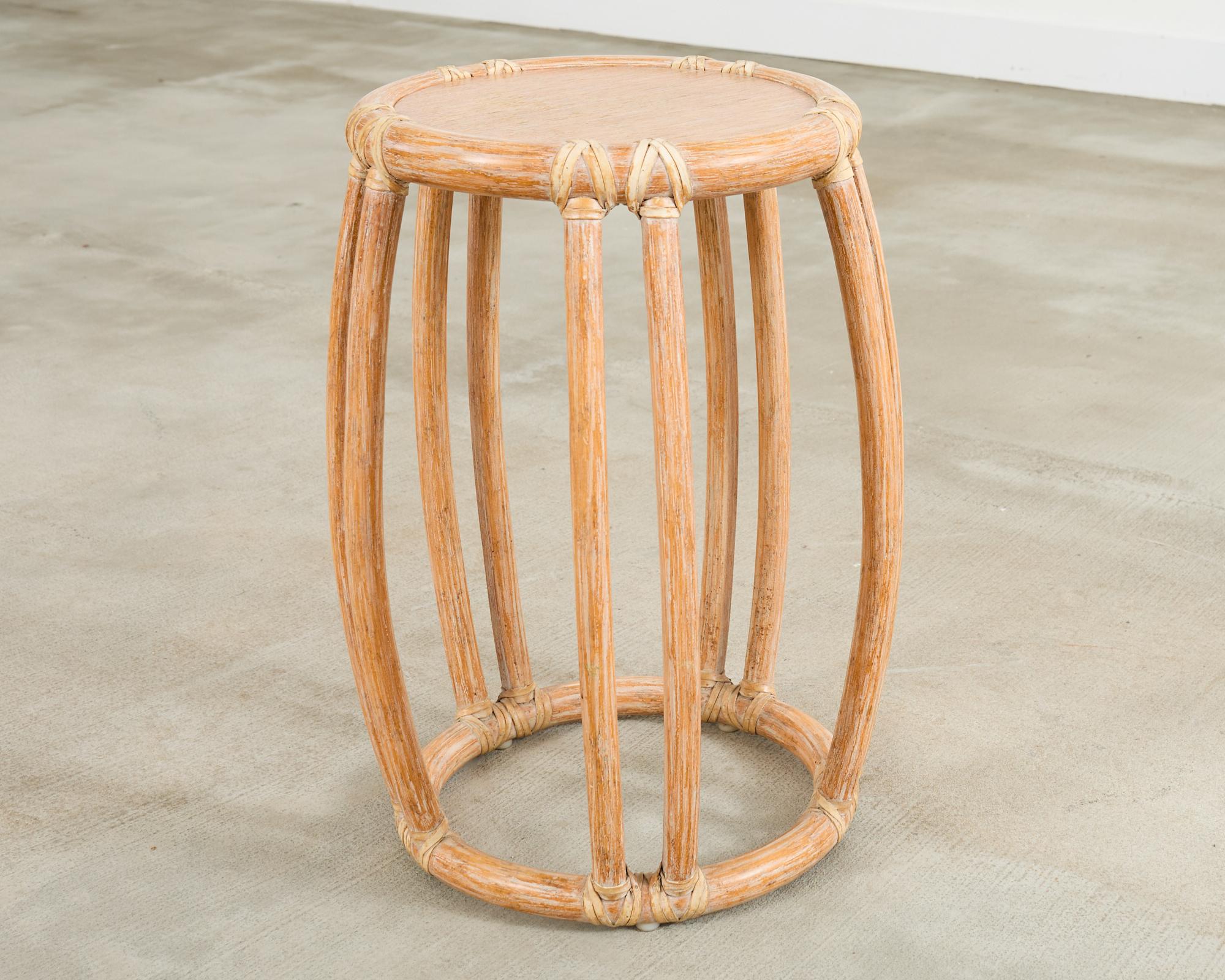 The Modern Modernity Drum Drink Table en rotin cérusé en vente 4