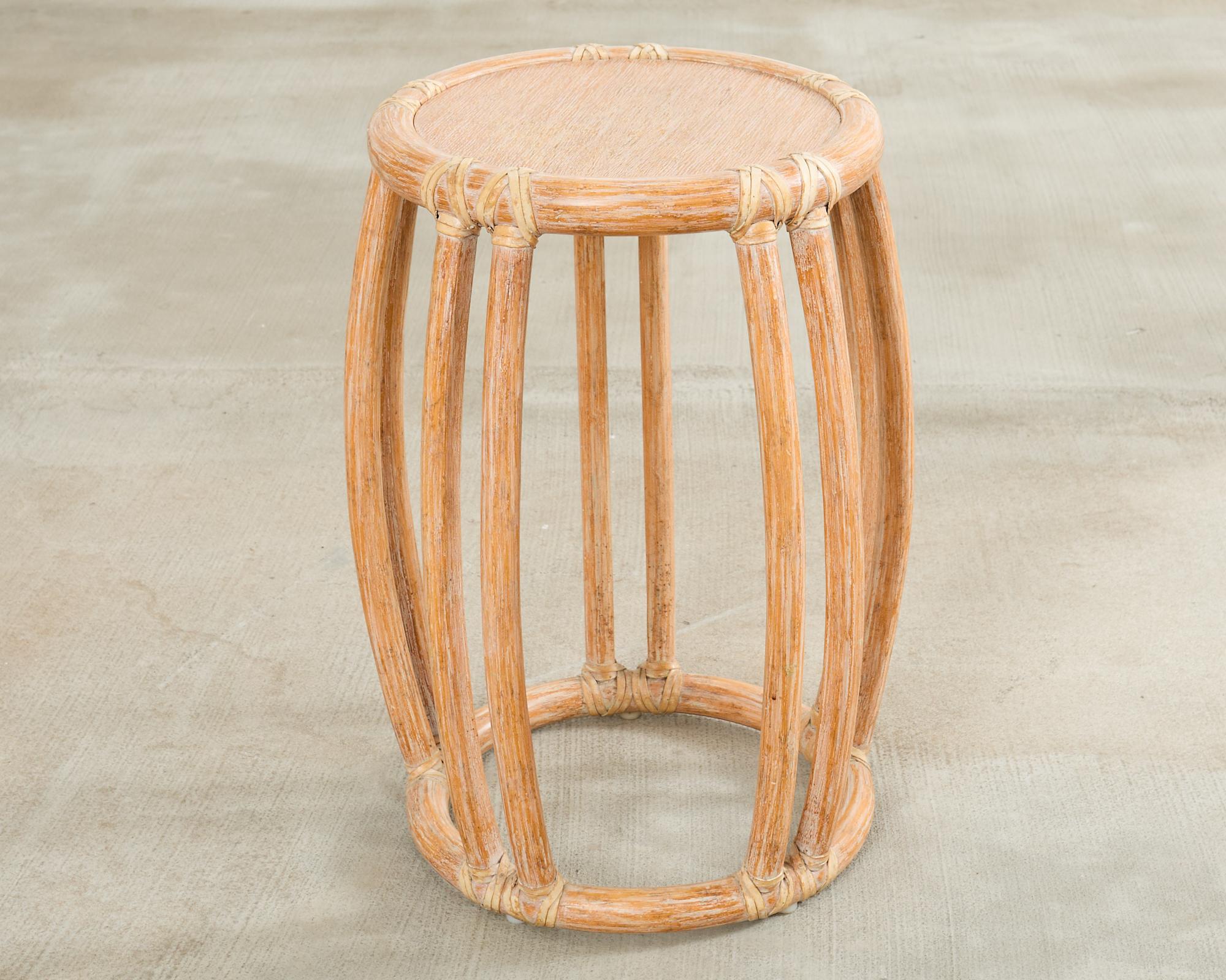 Américain The Modern Modernity Drum Drink Table en rotin cérusé en vente