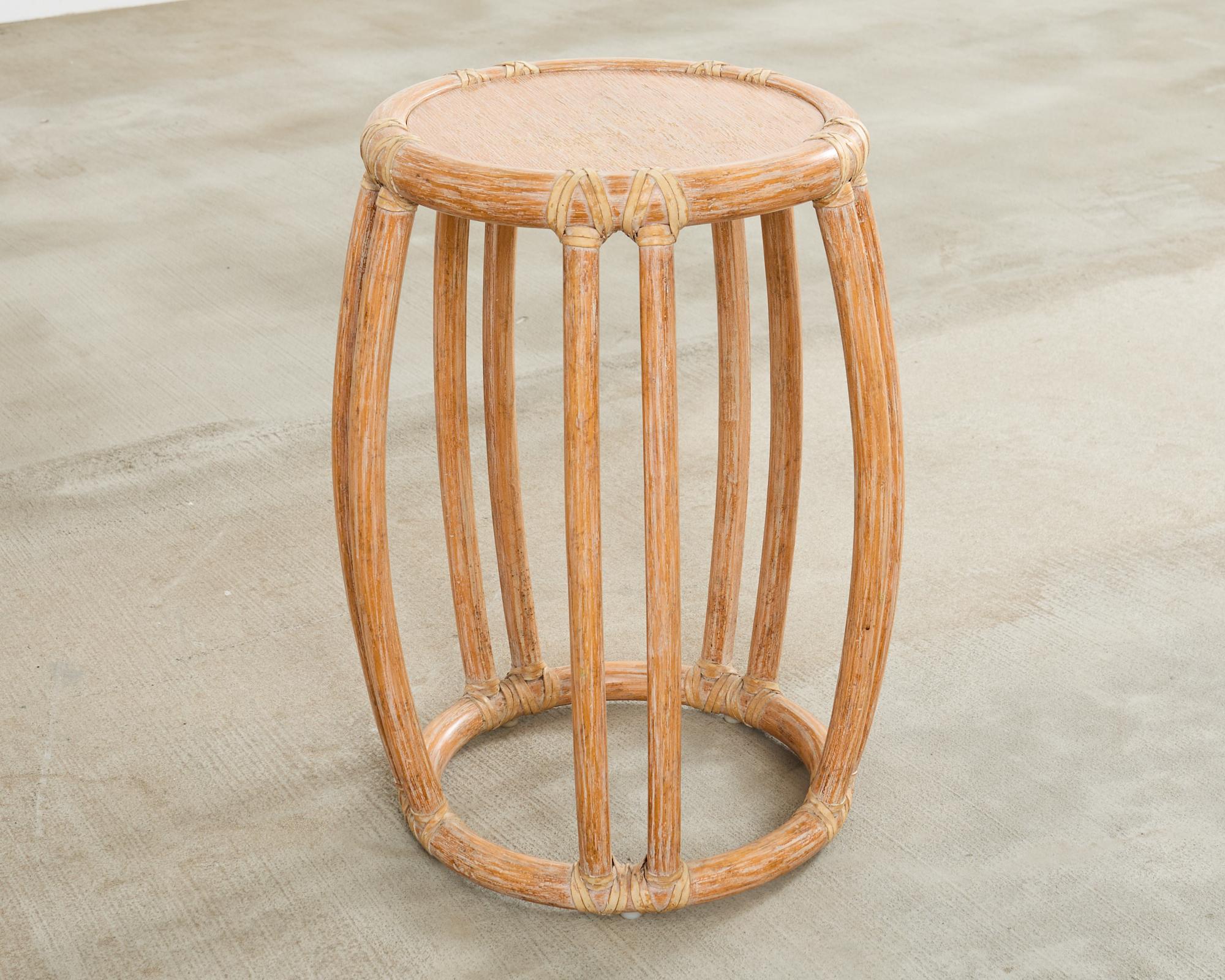 The Modern Modernity Drum Drink Table en rotin cérusé en vente 1