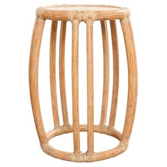 McGuire Organic Modern Cerused Rattan Drum Drink Table