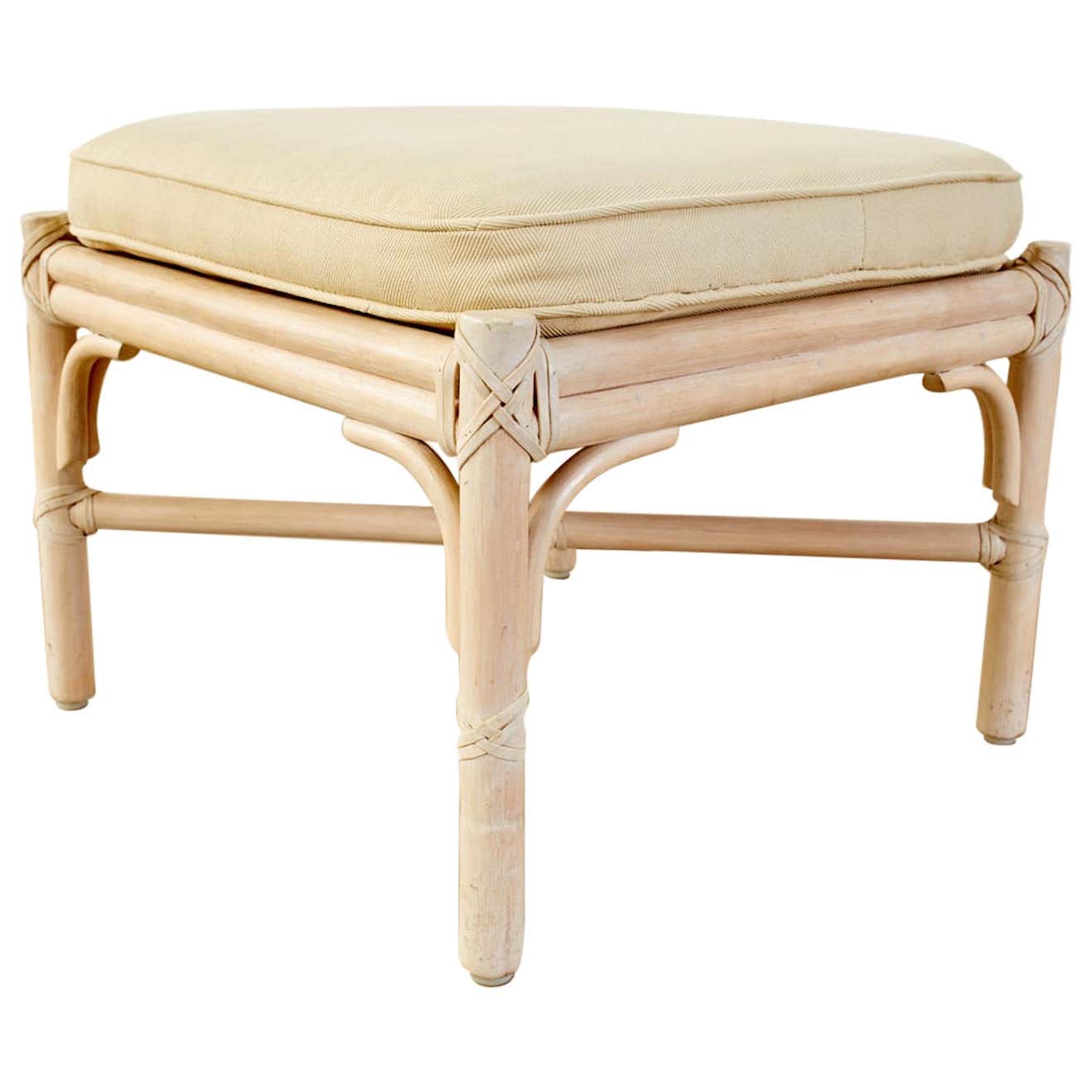 McGuire Organic Modern Cerused Rattan Footstool For Sale at 1stDibs