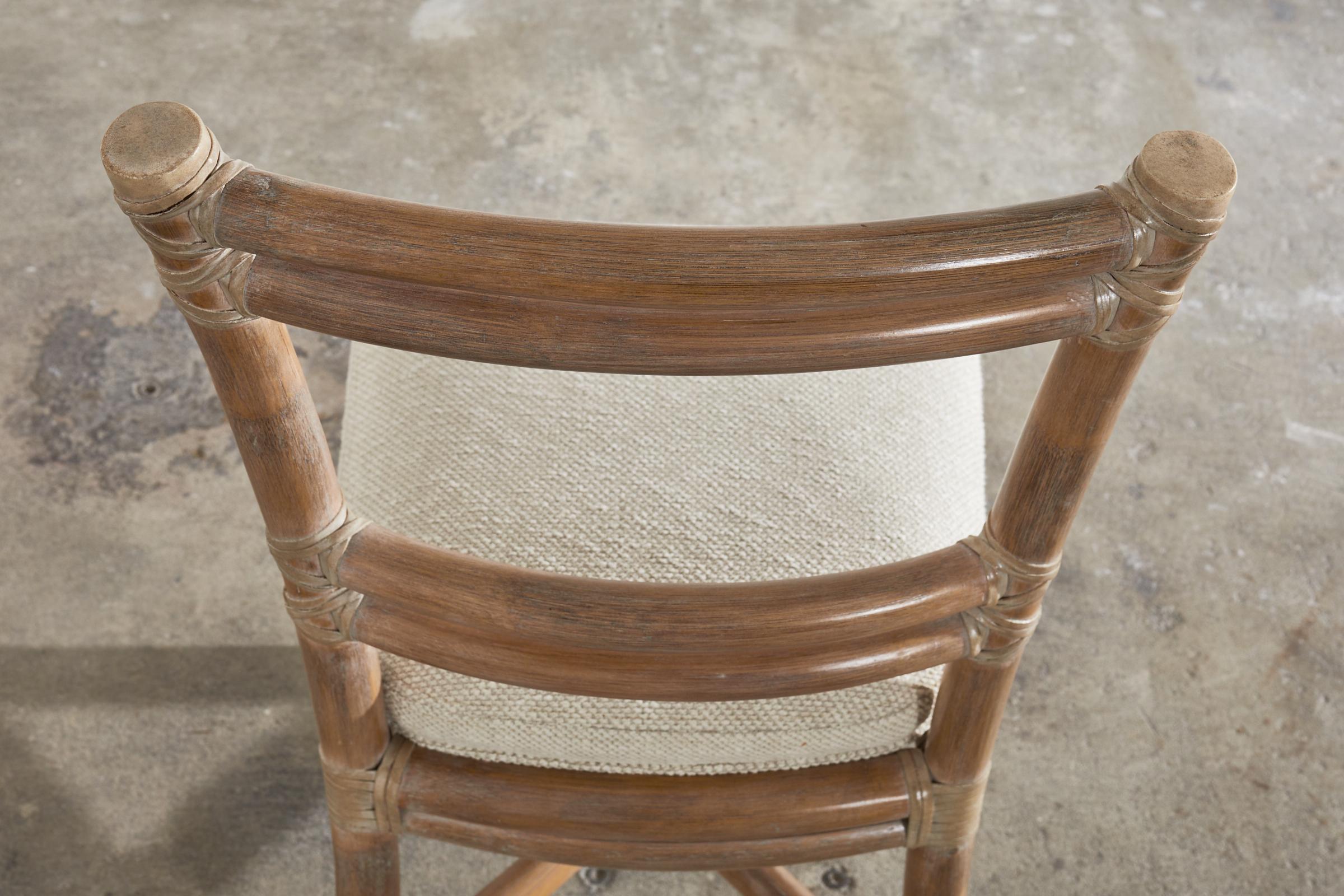 Organischer moderner Stuhl aus gekälktem Rattan mit Leiterrückenlehne von McGuire im Angebot 6