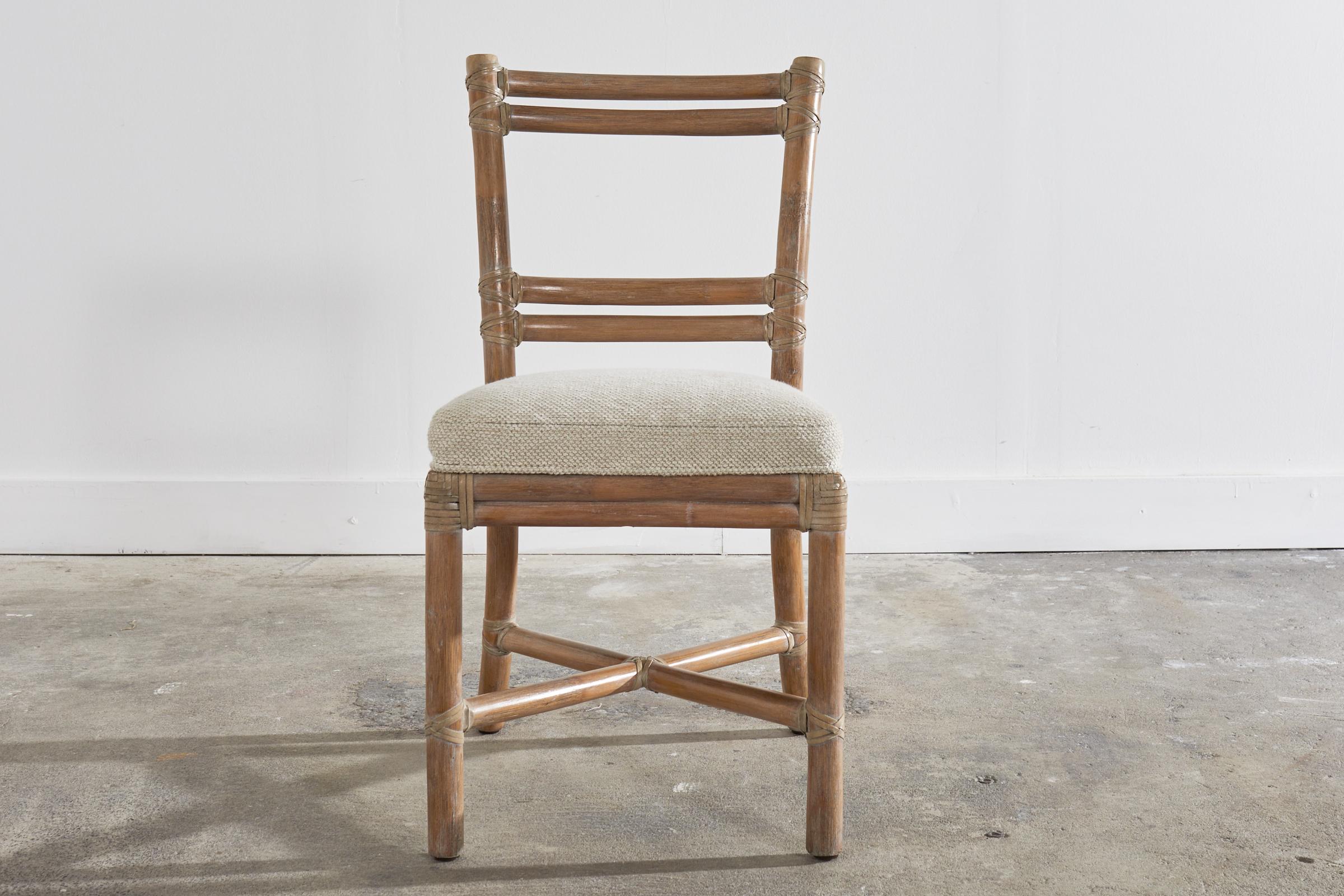 Organischer moderner Stuhl aus gekälktem Rattan mit Leiterrückenlehne von McGuire im Angebot 8