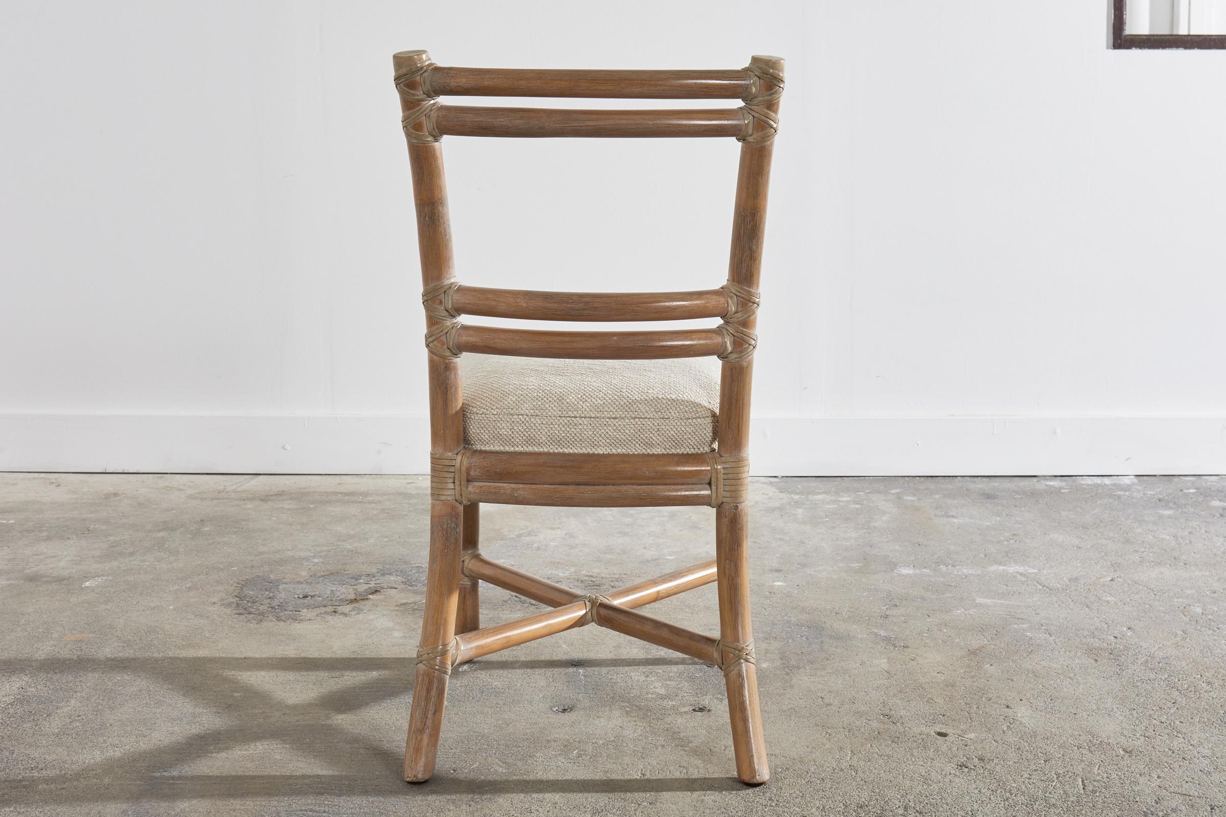 Organischer moderner Stuhl aus gekälktem Rattan mit Leiterrückenlehne von McGuire im Angebot 9