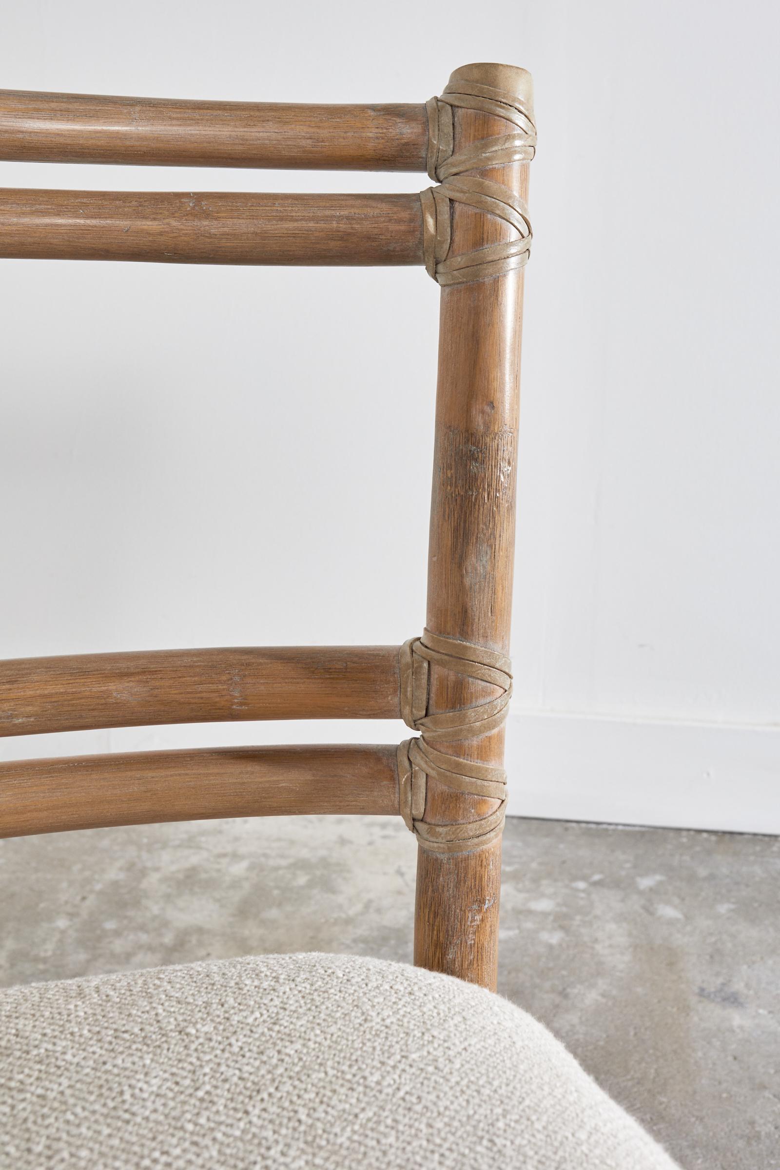 Organischer moderner Stuhl aus gekälktem Rattan mit Leiterrückenlehne von McGuire im Angebot 1