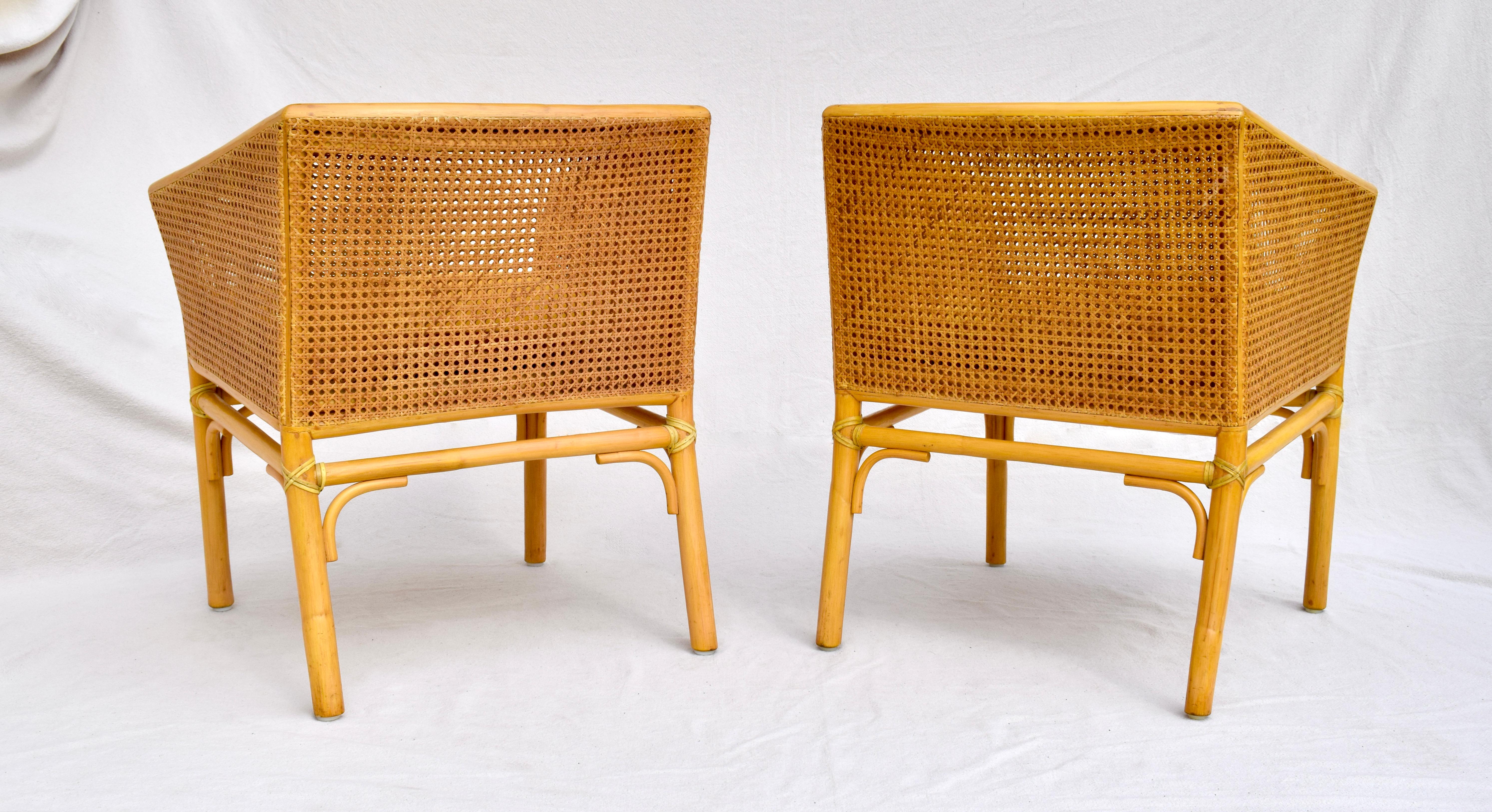 American McGuire Organic Modern Double Caned Rattan Pair of Chairs
