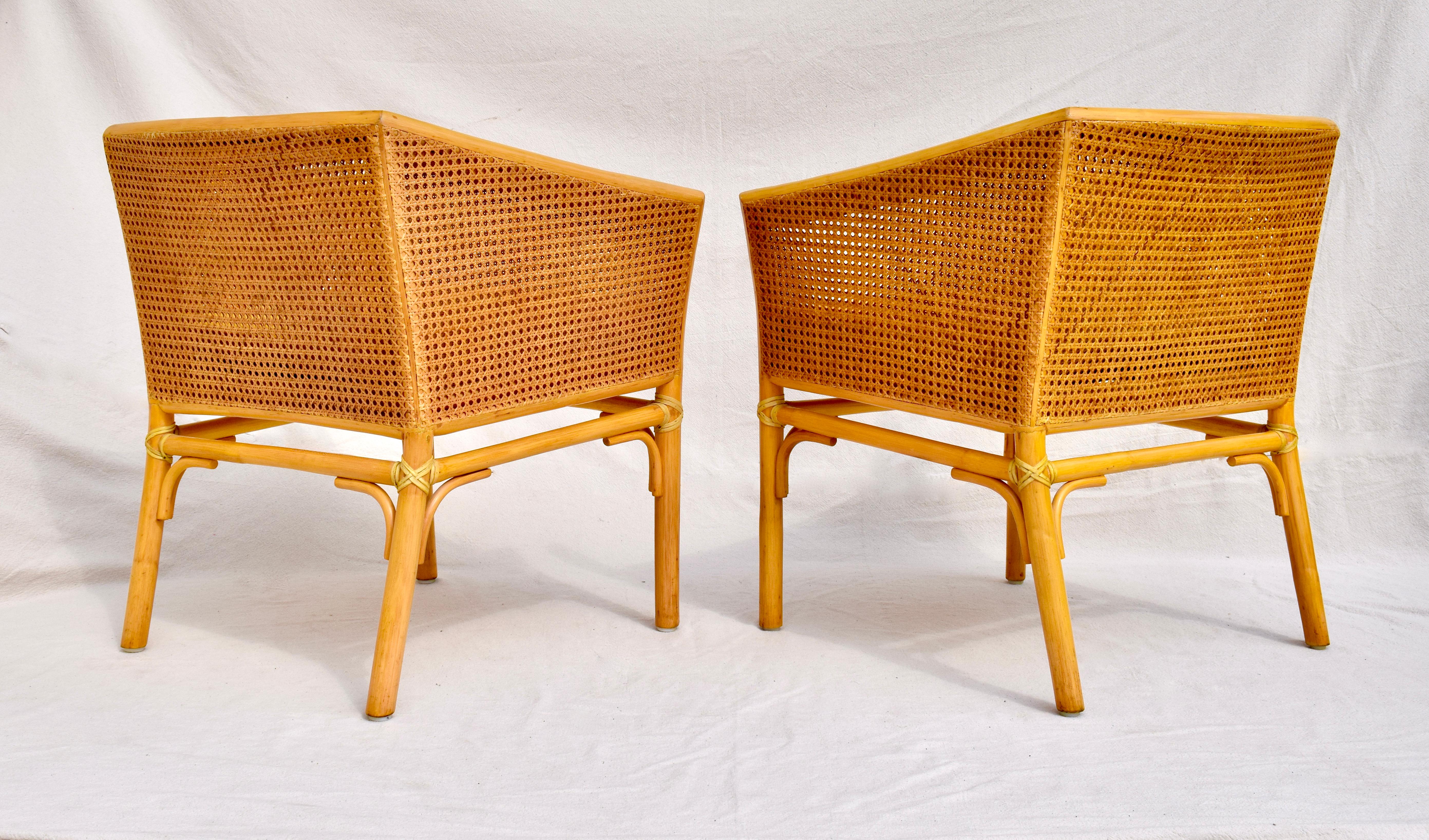 20th Century McGuire Organic Modern Double Caned Rattan Pair of Chairs