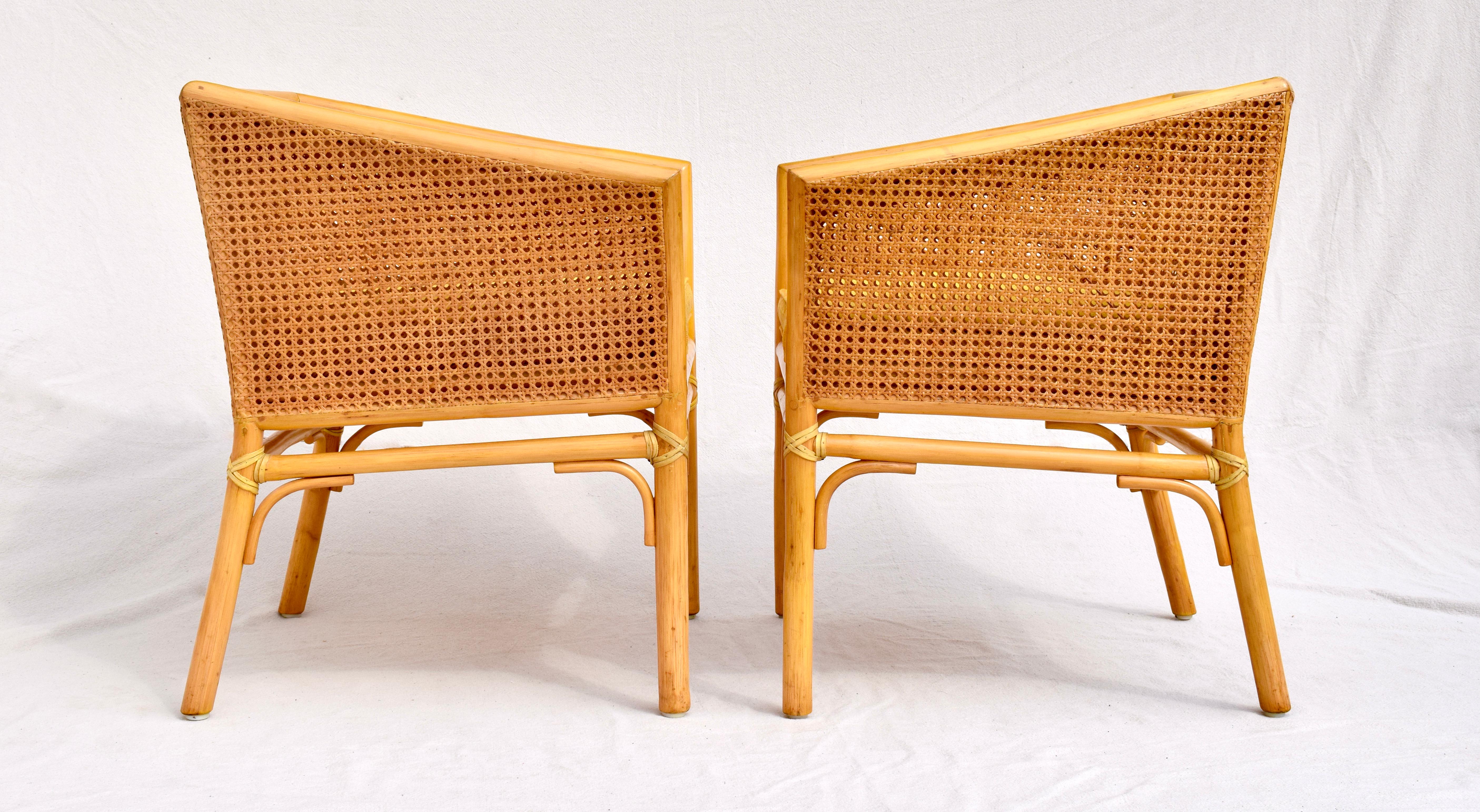 Brass McGuire Organic Modern Double Caned Rattan Pair of Chairs