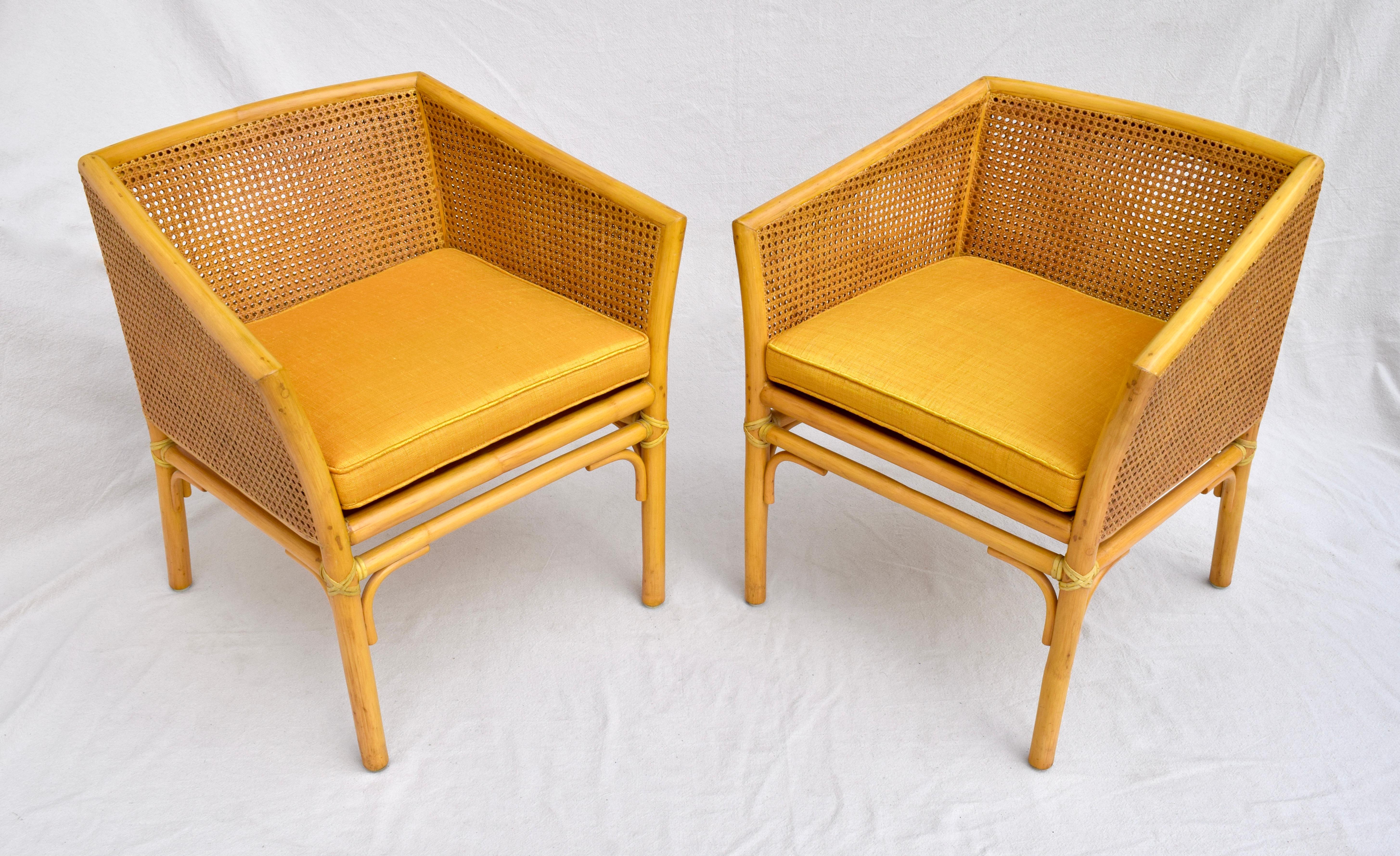 McGuire Organic Modern Double Caned Rattan Pair of Chairs 1