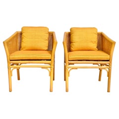 Used McGuire Organic Modern Double Caned Rattan Pair of Chairs