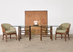 McGuire Organic Modern Double Pedestal Bamboo Dining Table