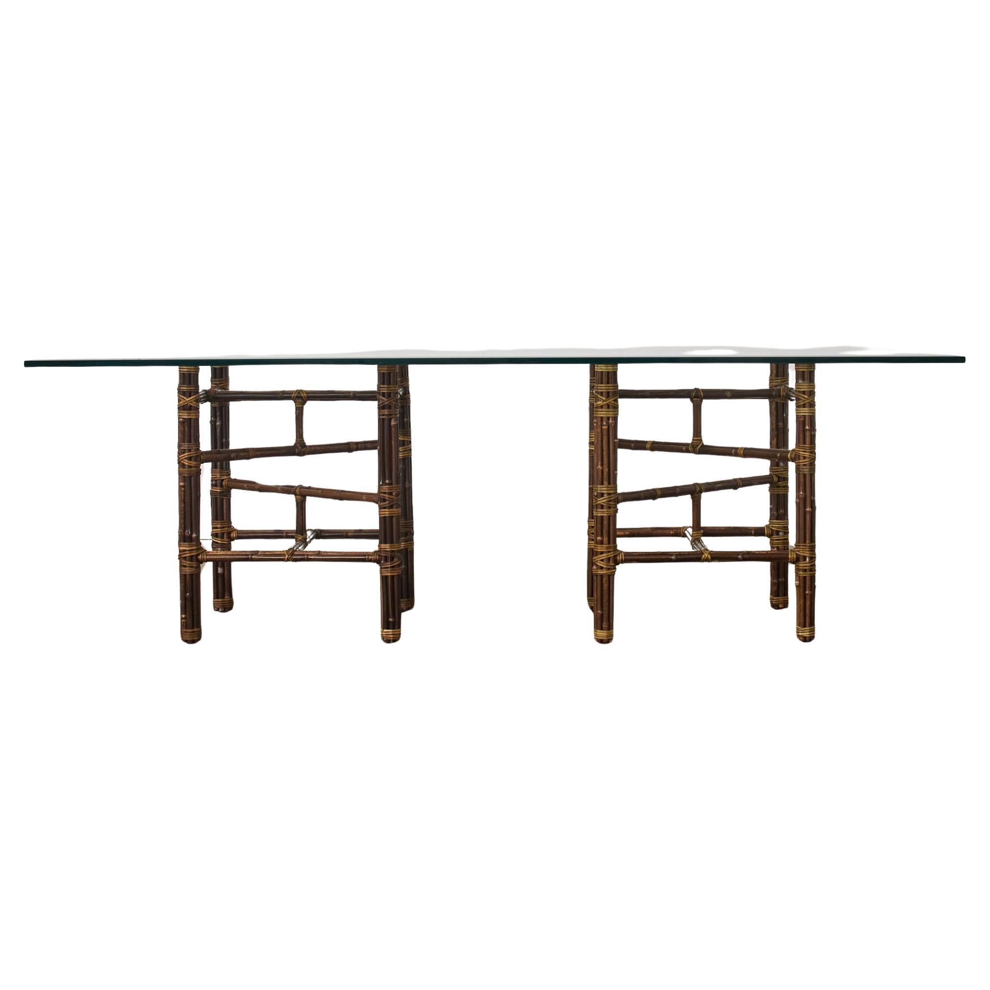 McGuire Organic Modern Double Pedestal Bamboo Dining Table  For Sale