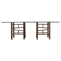 McGuire Organic Modern Double Pedestal Bamboo Dining Table 