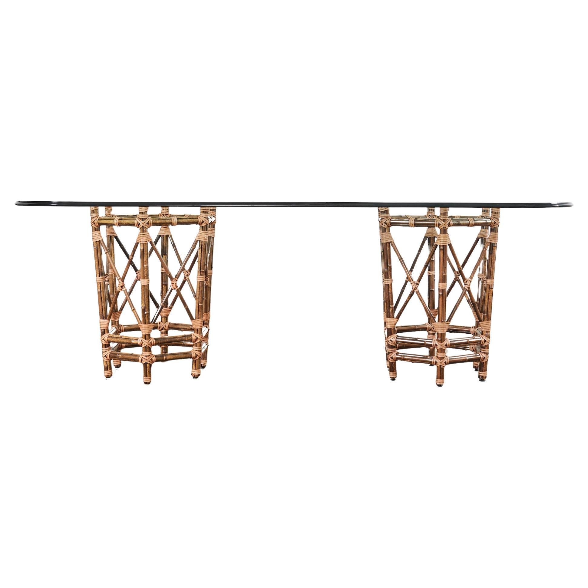 McGuire Organic Modern Double Pedestal Bamboo Dining Table