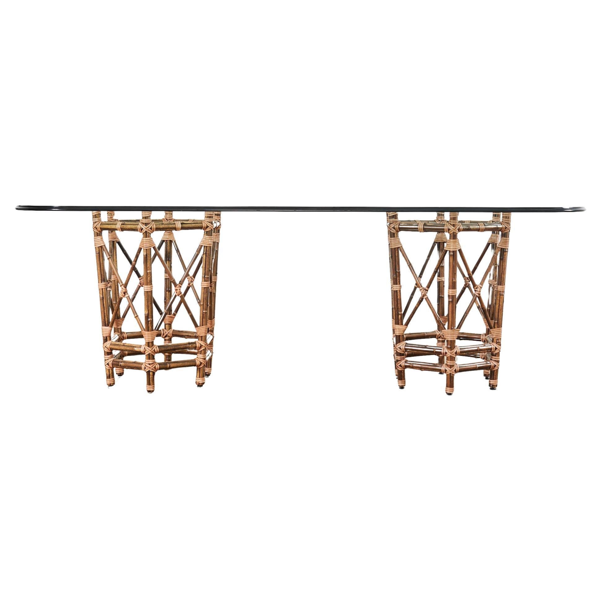 McGuire Organic Modern Double Pedestal Bamboo Dining Table 