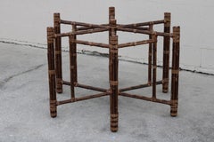 McGuire Mesa de comedor moderna orgánica hexagonal de bambú para tapa redonda de cristal