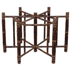McGuire Mesa de comedor moderna orgánica hexagonal de bambú para tapa redonda de cristal
