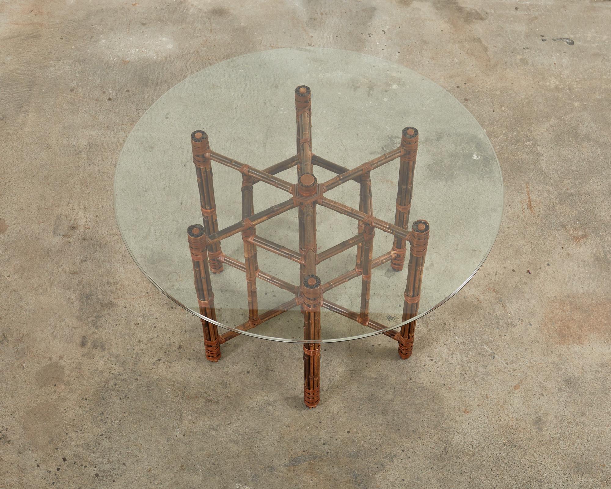 Hand-Crafted McGuire Organic Modern Hexagonal Bamboo Rattan Dining Table